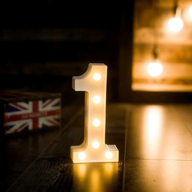 
 Светодиодный знак с номером для вечеринки, Свадебный декор, на батарейках, белый пластиковый шатер  