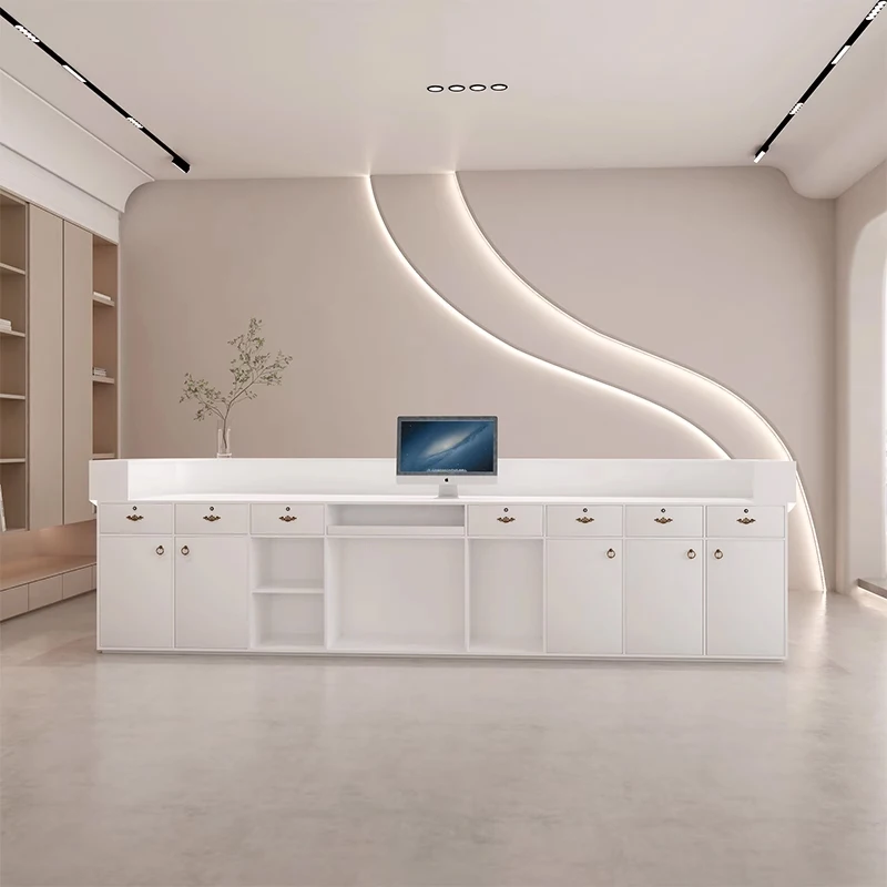 Minimalist White High Quality Reception Desk for Office Clinic Hospital Reception Counter Table for Coffe Shop
