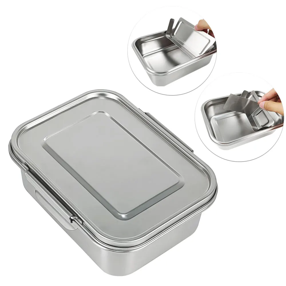 Lihong Amazon hot sale airtight stainless steel lunch box food box set food container compartment sealing buckle metal bento box