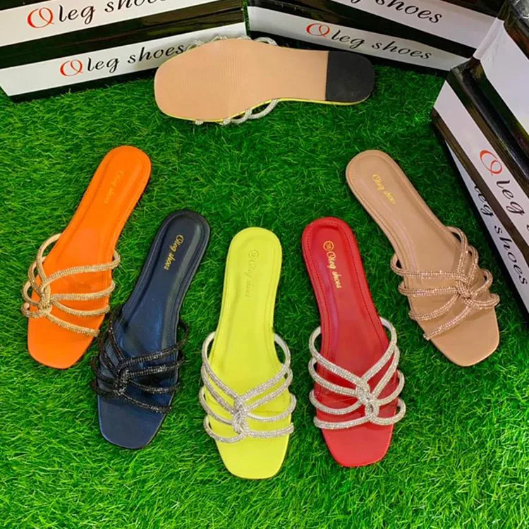  Летние Новые красочные тапочки Olegshoes с блестящими стразами
