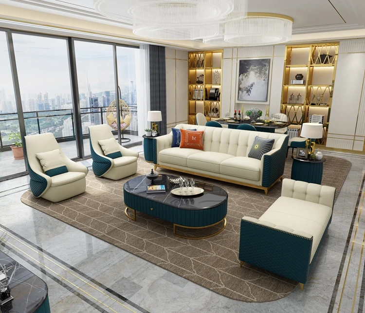 Nordic minimalist design simulation leather high resilience backrest sponge pine frame multi-person living room sofa