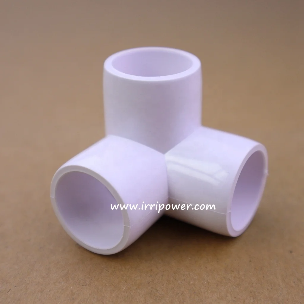 ASTM SCH40 3-way PVC Pipe  Angle Elbow Fitting Connector for Furniture Grade Frame Support