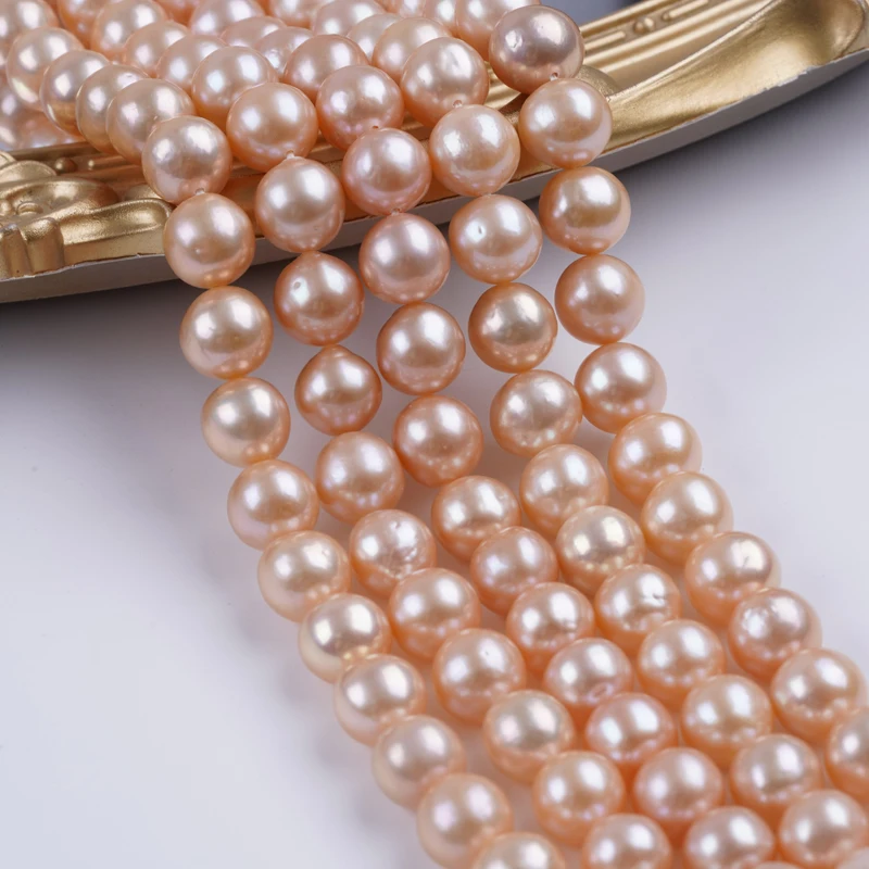 9-11mm AA natural pink purple fresh water round pearl strand for jewelry making