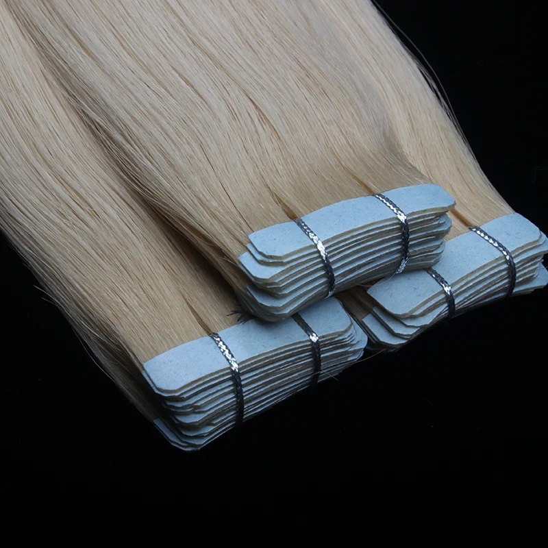 2024 Blonde Seamless Hand Tied Cuticle Aligned Invisible Real Raw 100gr Hair Virgin Tape In Weft Human Remy Hair Extensions