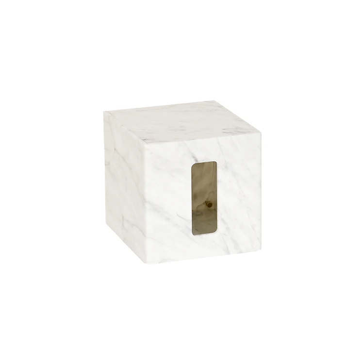 New design white tissue holder for hotels acrylic marble style tissue boxes