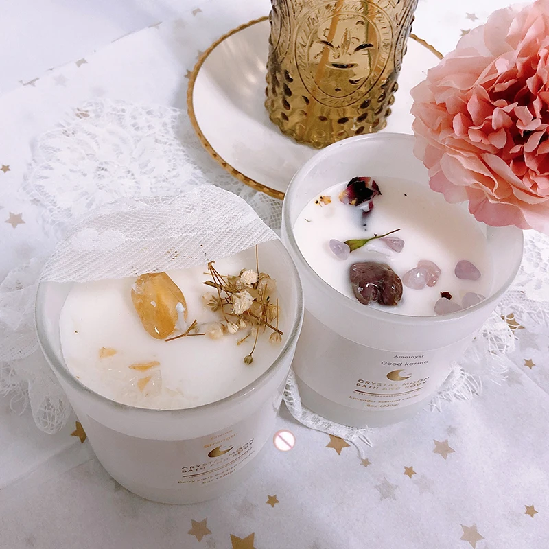 Роскошное украшение для дома на заказ, хрустальный камень, натуральный соевый воск, Ароматизированная Оловянная свеча