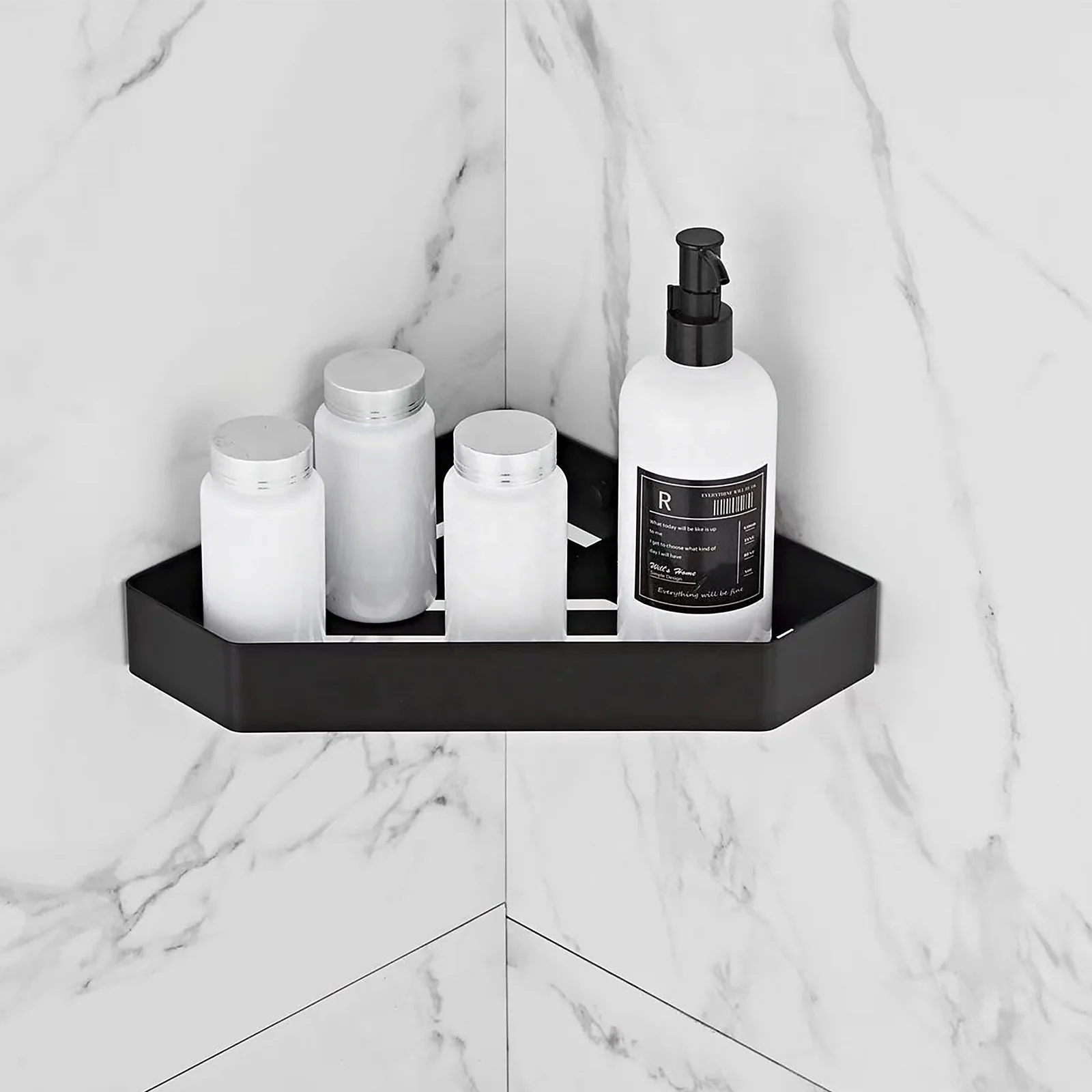 High Quality Modern Bathroom Corner Shelf Black 403 Stainless Steel Bathroom Accessories Metal Double Layer Corner Shelf