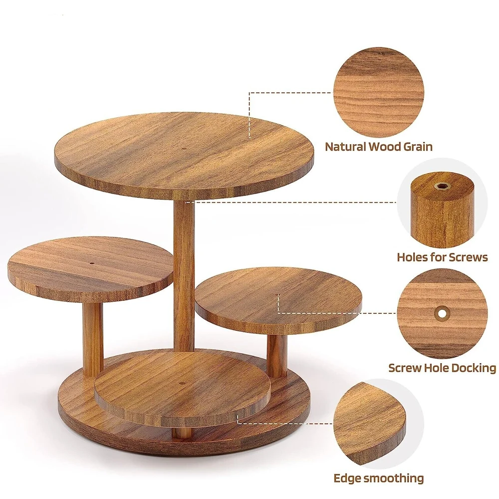 4 Tier Cupcake Tower Tiered Tray Round Bamboo Cupcake Stand for Dessert Table, Wooden Cake Stands for wedding cakes Birthday