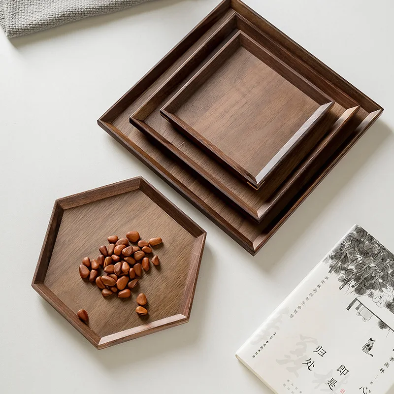 Acacia Wooden Trays Serving Platter  Bread Charcuterie Board Fruit Salad Cheese Platter Octagon Square Serving Tray