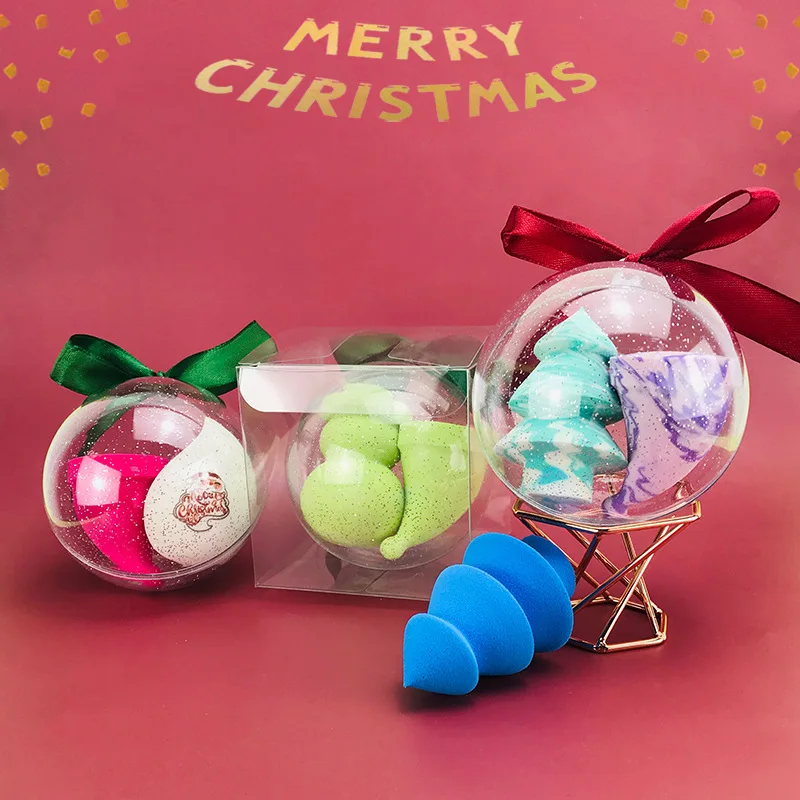 Christmas tree powder non-latex gift snowman beauty make up Christmas hat makeup sponge