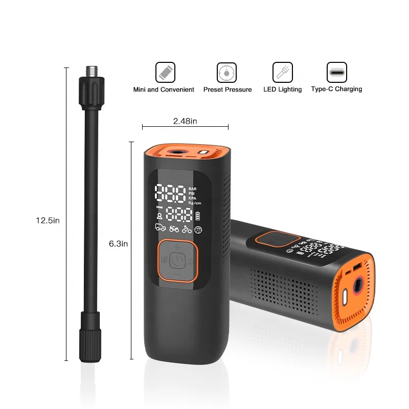 Hot-selling car accessories Portable Air Pump Car Tires Air Pump Car Tire Inflator With Pressure Gauge