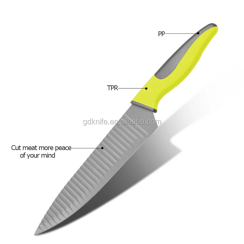 5-PCS kitchen knives sets Non-stick double wave blades with PP TPR Handle