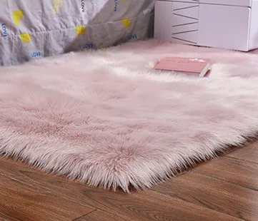 Pink Soft Faux Sheepskin Fur Area Rug Luxury Fluffy Rug for Sofa Bedroom Living Room Nursery Shaggy Chair Cover Seat Pad