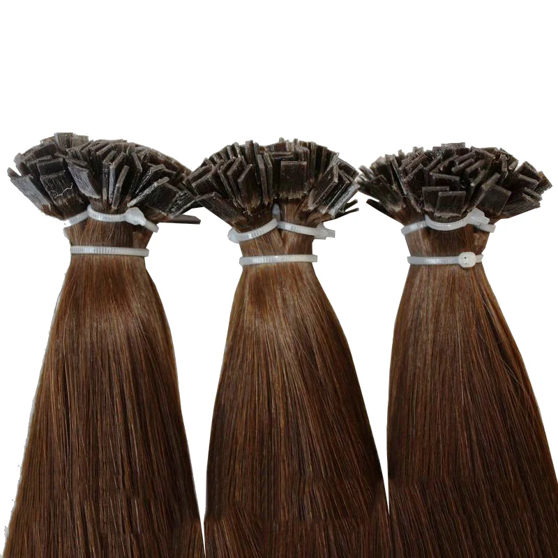 
100% Human Remy Hair Italy Glue Russian Hair Extensions Flat tip Human Hair Extensions 