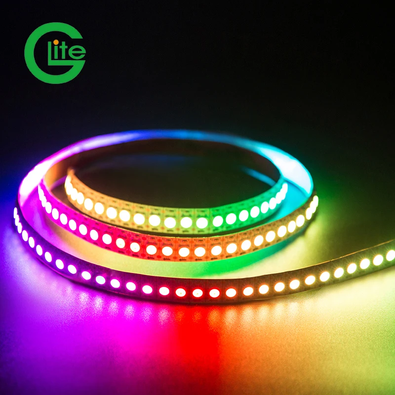 Glite Addressable WS2812 Digital RGB 144LEDs/m DC5V IP20 LED Light with smd5050 chips Remote Led Strip for hotel