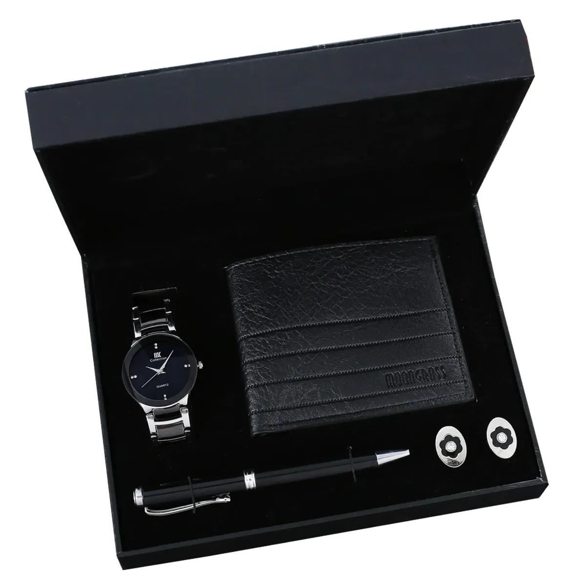 Wholesale Luxury 4 PCS Watch Gift Set Quartz Leather Men Watch Set Belt Watch And Wallet Set For Men