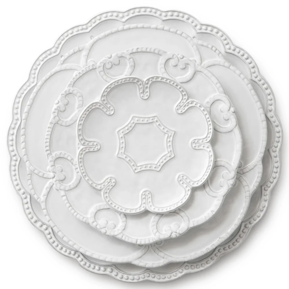 Wholesale Decorative Pottery Emboss Tableware for Weddings Dinner Plates Sets