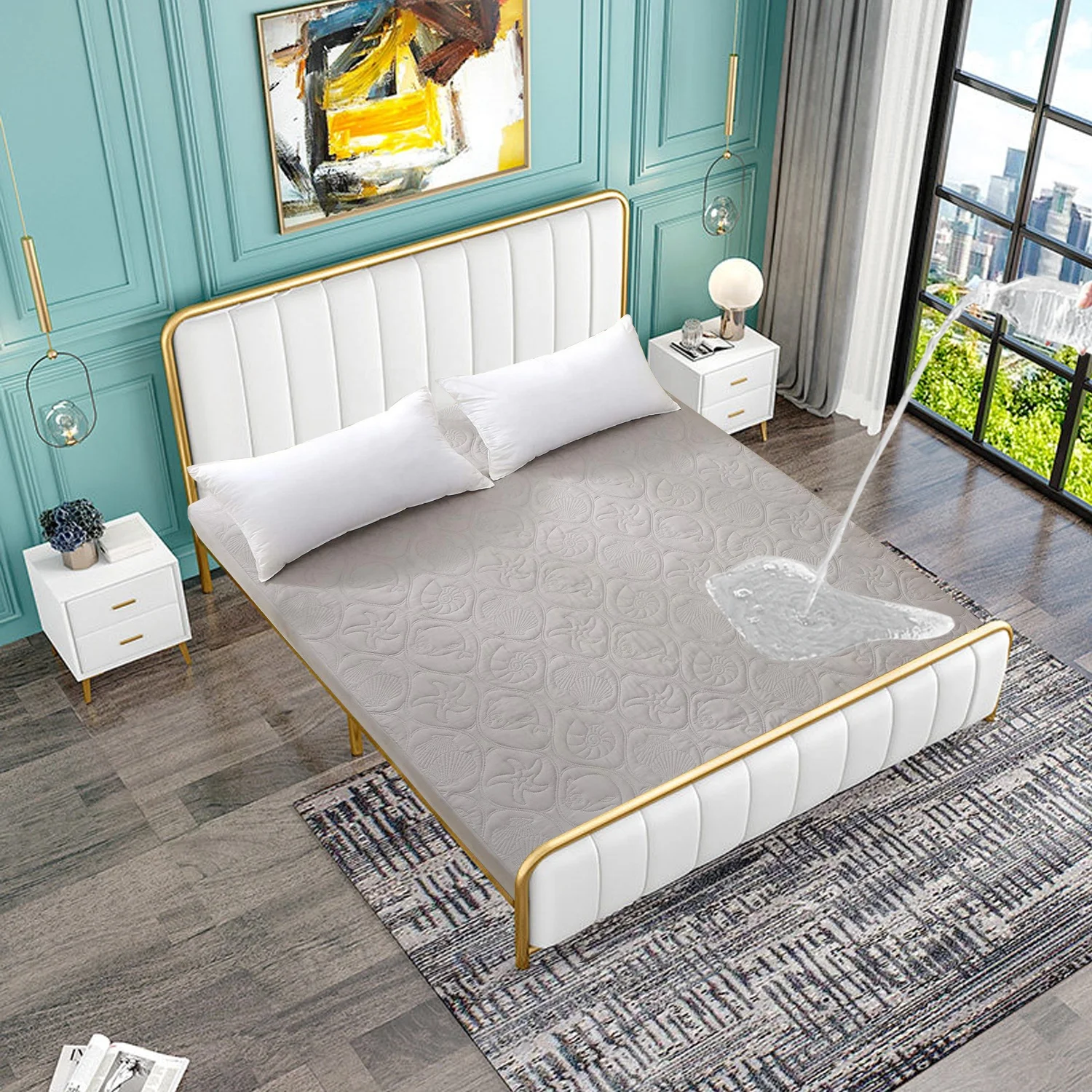  Индивидуальный тисненый прослойный водонепроницаемый матрас влажная защитная крышка защитный коврик для кровати роскошный стеганый