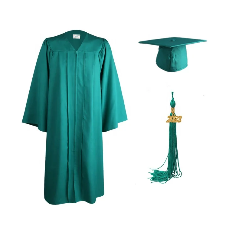 2023 High quality  light green high school bachelor academic graduation gown cap tassel for graduation ceremony