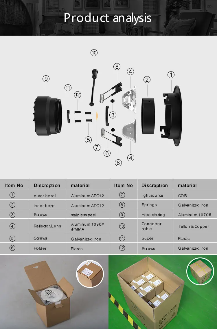 Anti glare ultra-thin led downlight housing smart dimmable 10W recessed led downlight