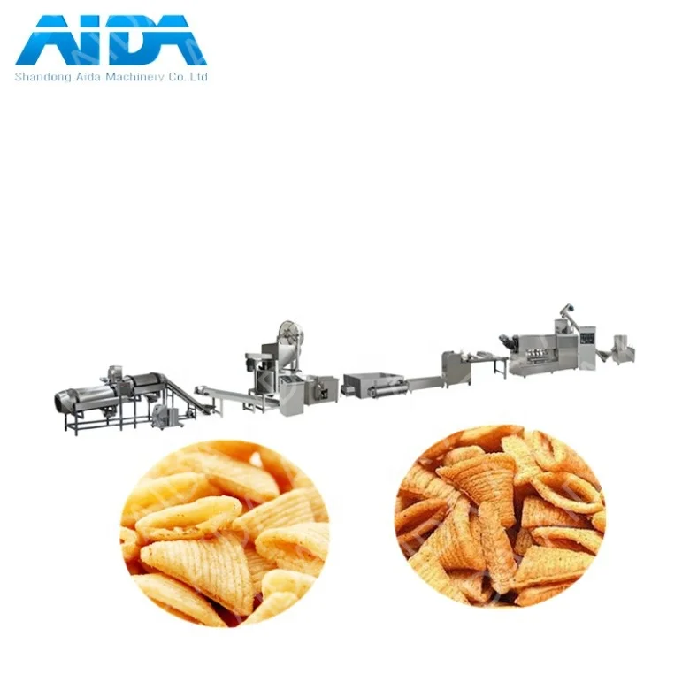 Fried bugle snack food making machine Hot sale corn fried bugle snack production line