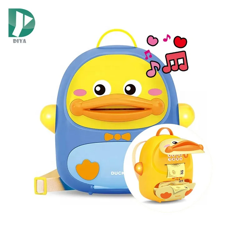 Adorable duck password and fingerprint unlock portable electronic money boxes piggy bank for kids