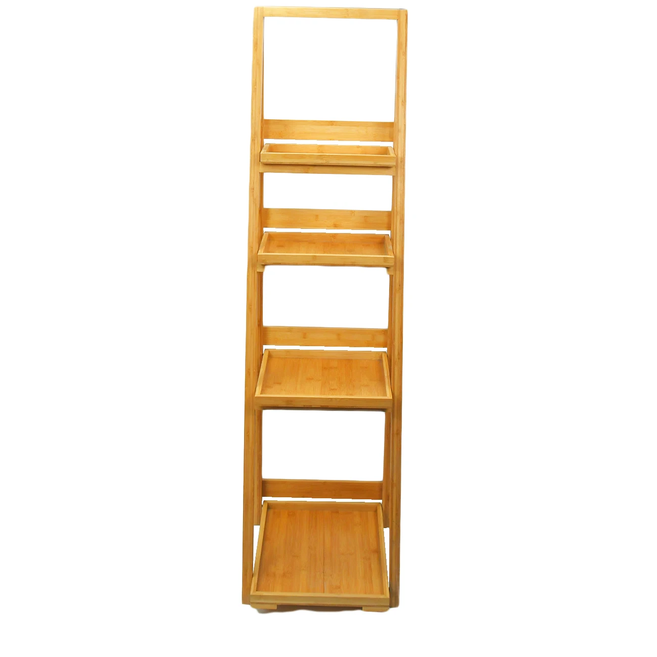 Multifunctional 4 Tier Foldable Bamboo Flower Pot Rack Shelf Ladder Shelving Display Stand Bookshelf Storage Rack
