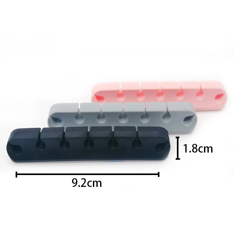 7slots flexible self adhesive silicone wire cord cable holder organizer management clips for desktop USB earphone