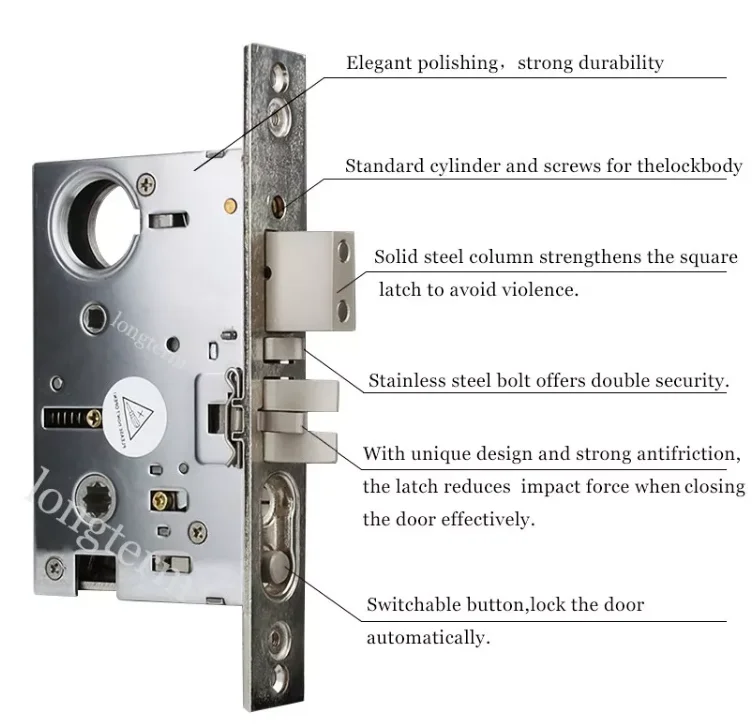 High Security Hardware Villa Door Lock Body 85 Series Home Metal Door Cylinder Stainless Steel 8545 Mortise Door Lock