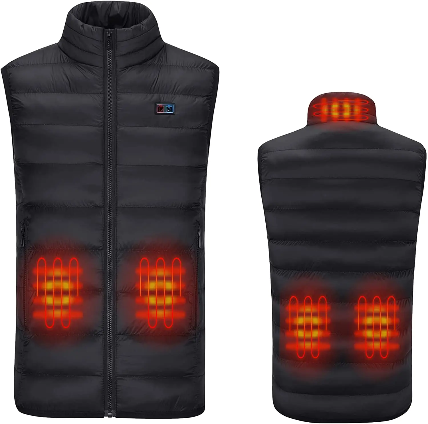 Winter Dual Switch Smart Heating Vest Soft Cotton Heated Vest Women Windproof Zipper USB Rechargeable Heating Vest