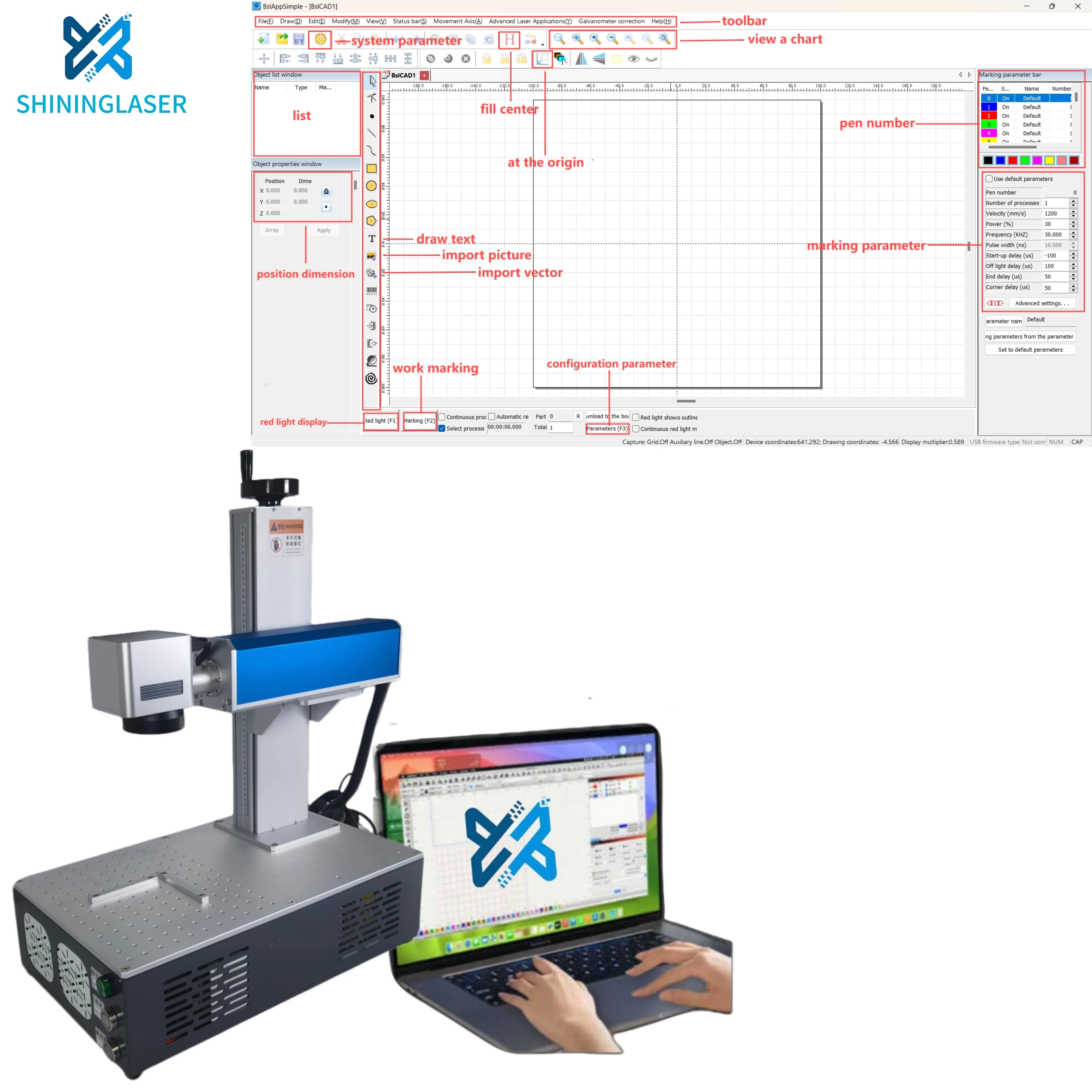 Fast Speed 3w Laser Marking Machine With JPT air Cooling 2D/25D/3D Laser Equipment for Glass Arylic