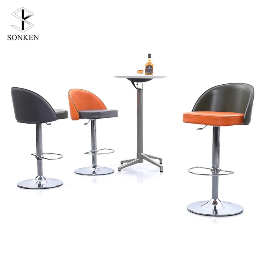 Supplier Custom Luxury Home Bar Furniture High Big Chair Bar Stool Leather Metal Colors Custom