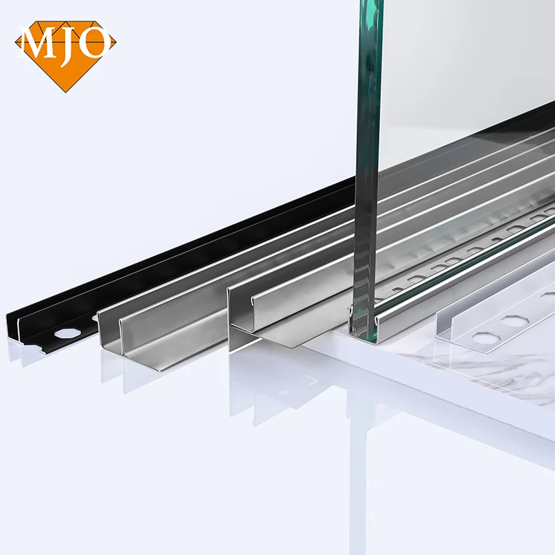 Foshan MJO Factory Directly Stainless Steel Profile Glass Holder Clamping Glass Profile Railing For Bathroom Decoration OEM