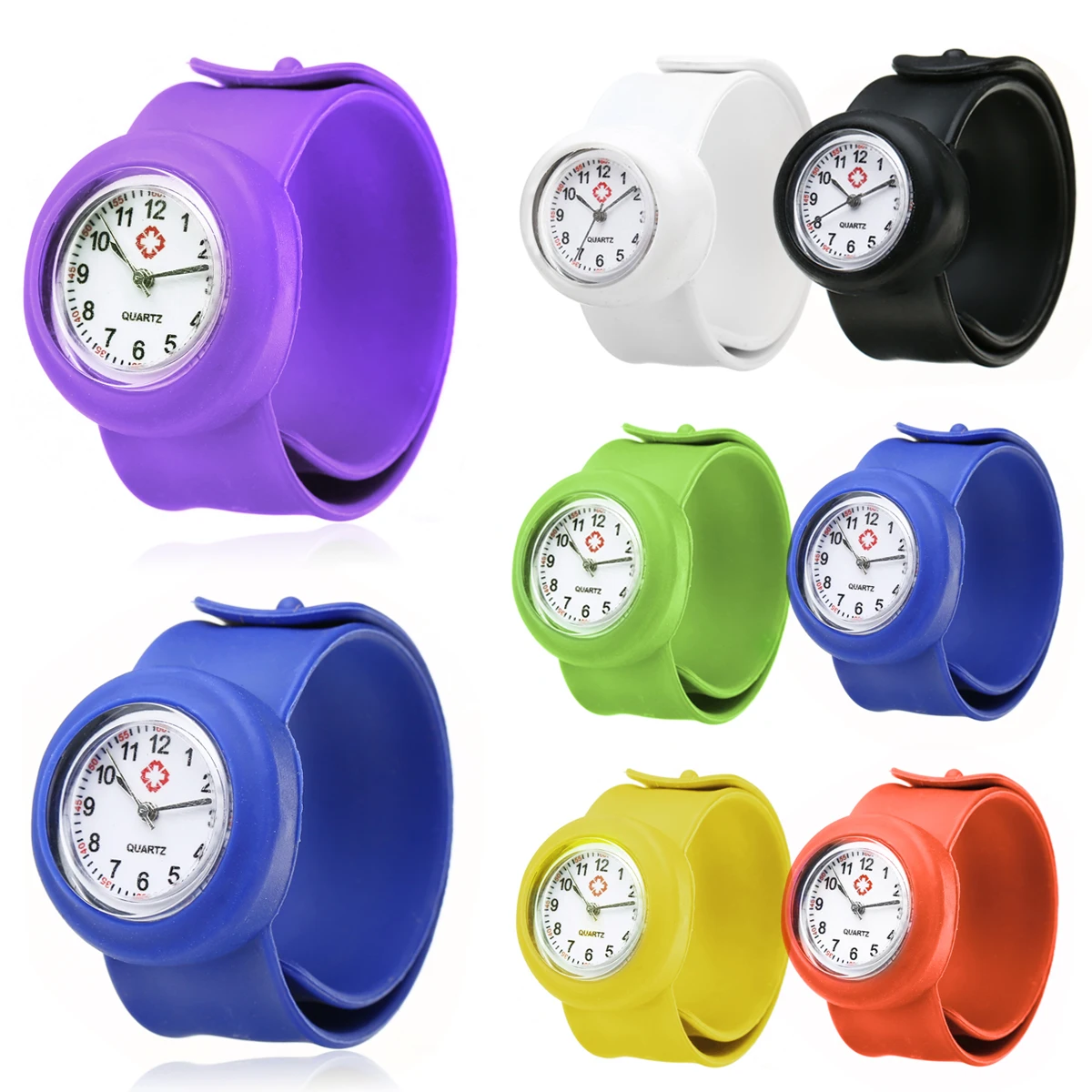 Nurse Silicon Slap Watch Hot Sale Band Quartz Kids Multi Color Snap On Wrist Watch Quartz Wrist Watches For Girl Boy