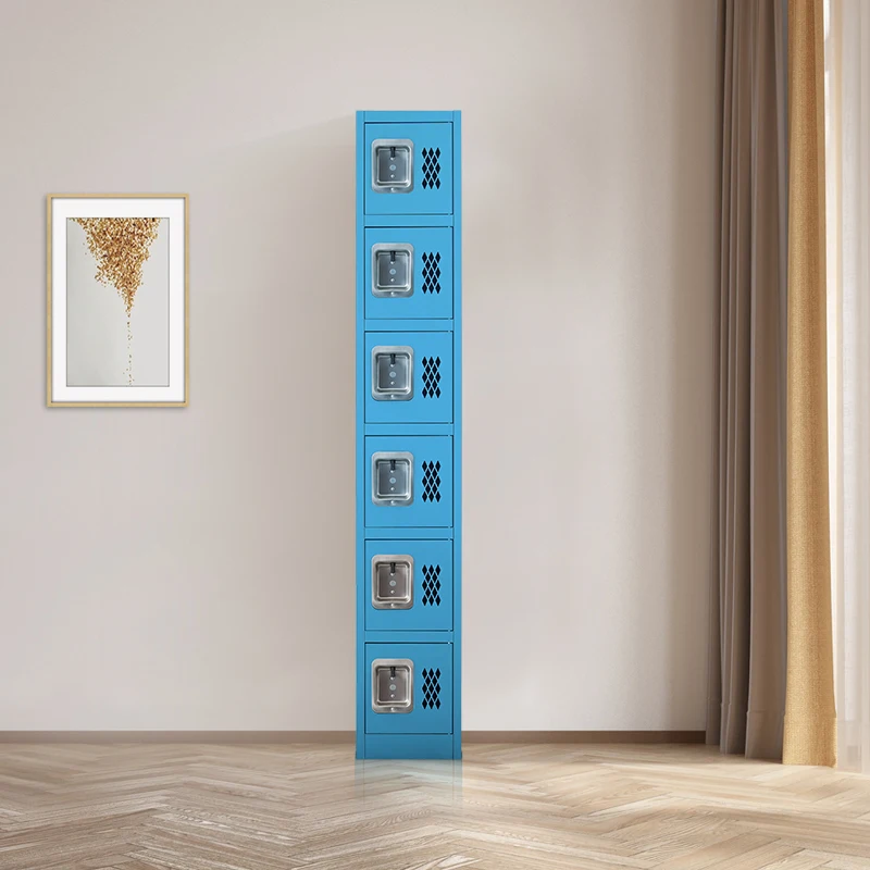 Высококачественные шкафчики Металлические Вертикальные 6 дверные синие