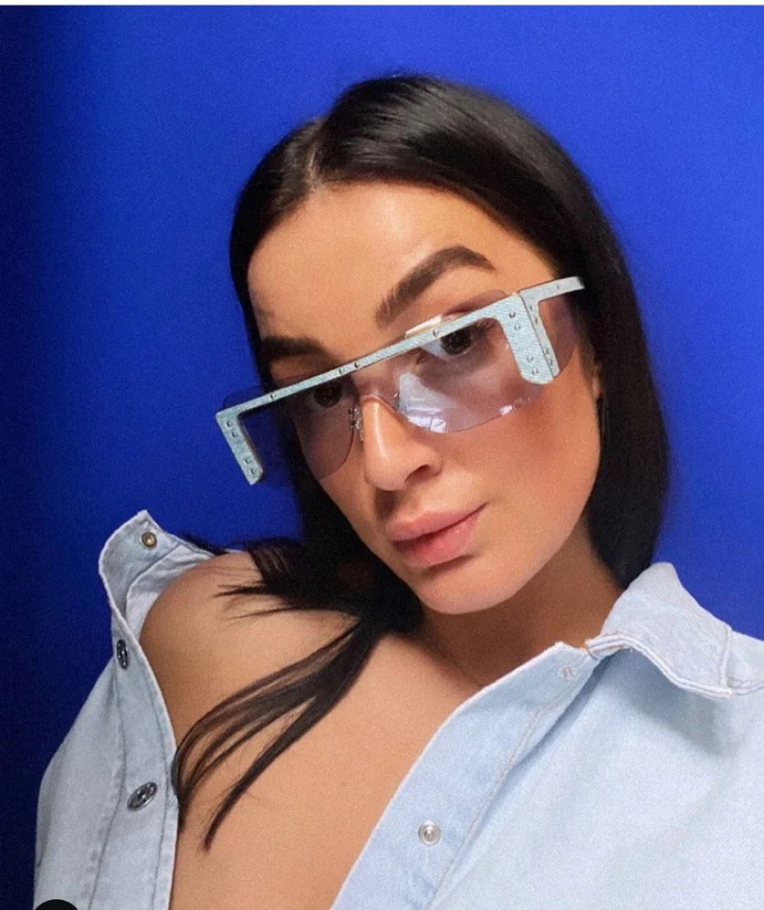 fashion sunglasses newest 2020 Flat Top Oversized Square Rimless one piece   Uv400 plastic shades sun glasses women 4298