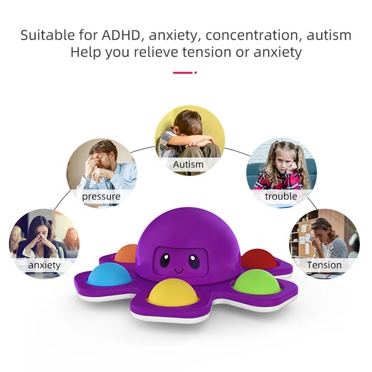 Reversible Flip Face Off Octopus Fidget Spinner,Octopus Squeeze Interactive Stress Relief Toy Gifts for Kid