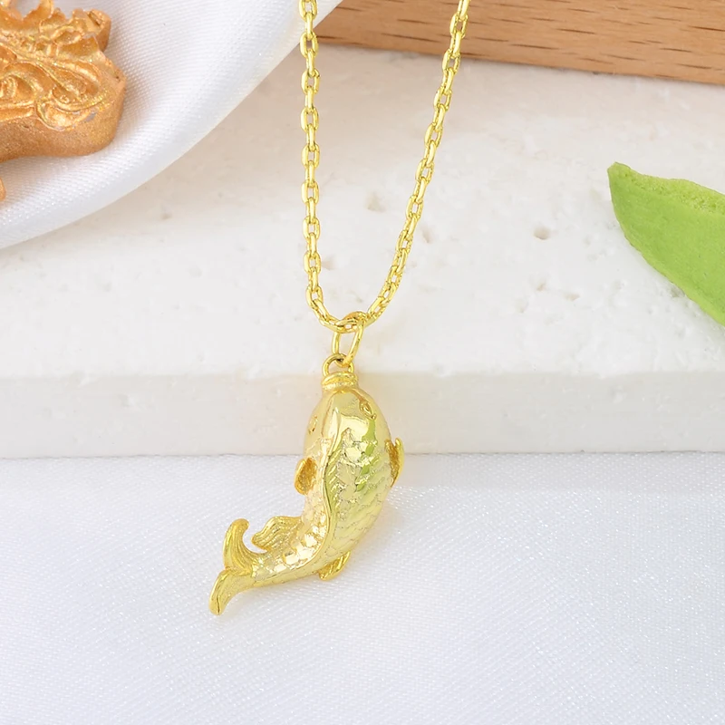 2023 Gold-plated Pendant  Necklace Pendant Good Luck Koi Jewelry Clavicle 925 sterling silver Chain For Woman