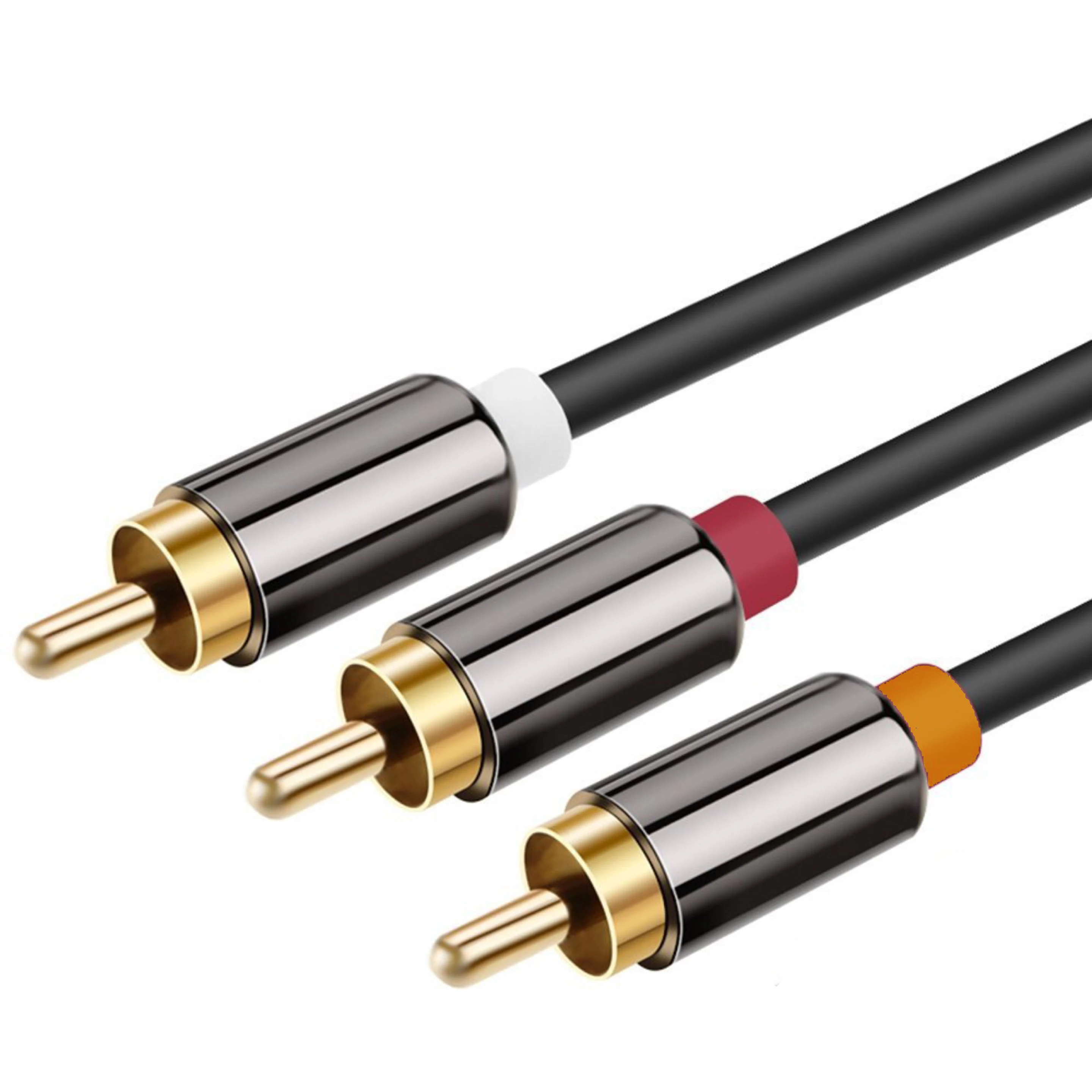 24K Gold Plated  3RCA Male to 3 RCA Male Composite Audio Video stereo Cable RGB Component Cable 3RCA to 3RCA cable