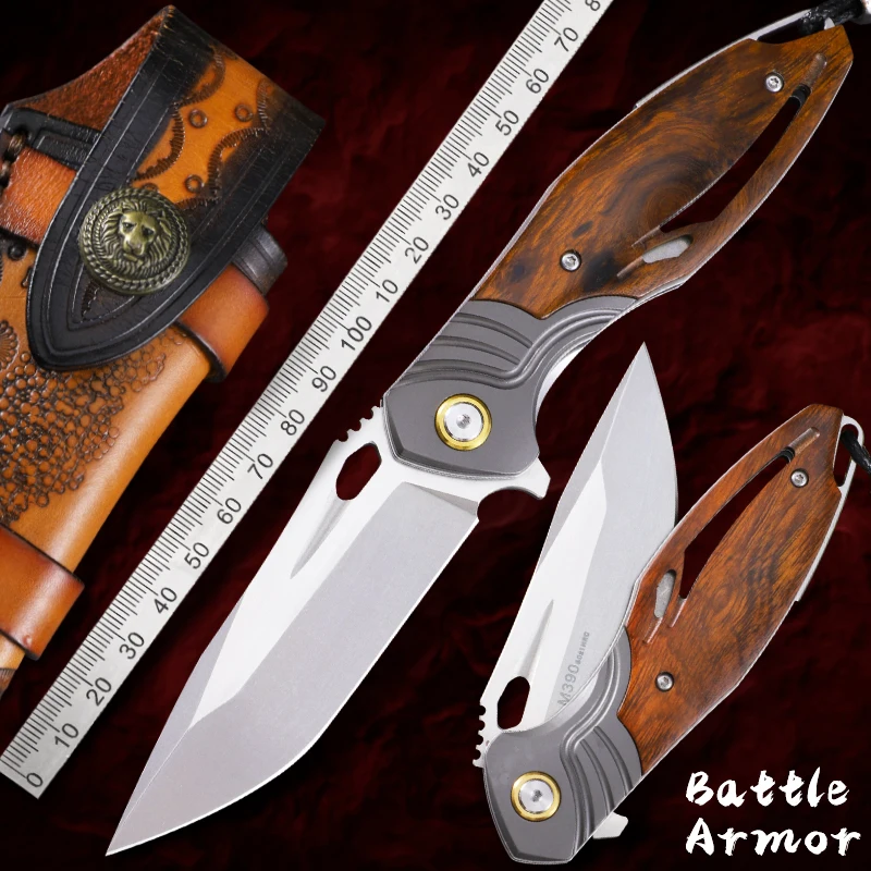 M390 Powder steel Hot selling pocket Knife  with North America desert ironwood handle for Outdoor Tactical Survival