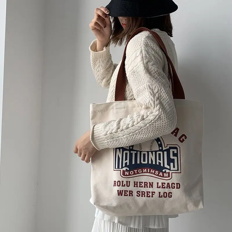 Wholesale custom eco 12 OZ plain cotton heavy canvas tote bag with inside outside front pockets shopping