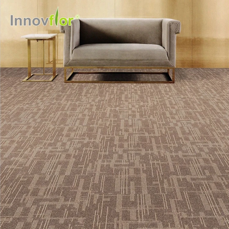 Commercial Eco-friendly Brown Office Carpet Tiles Nonwoven Fabric PP 50*50cm Decorative Carpet Tiles For Office And Home Library