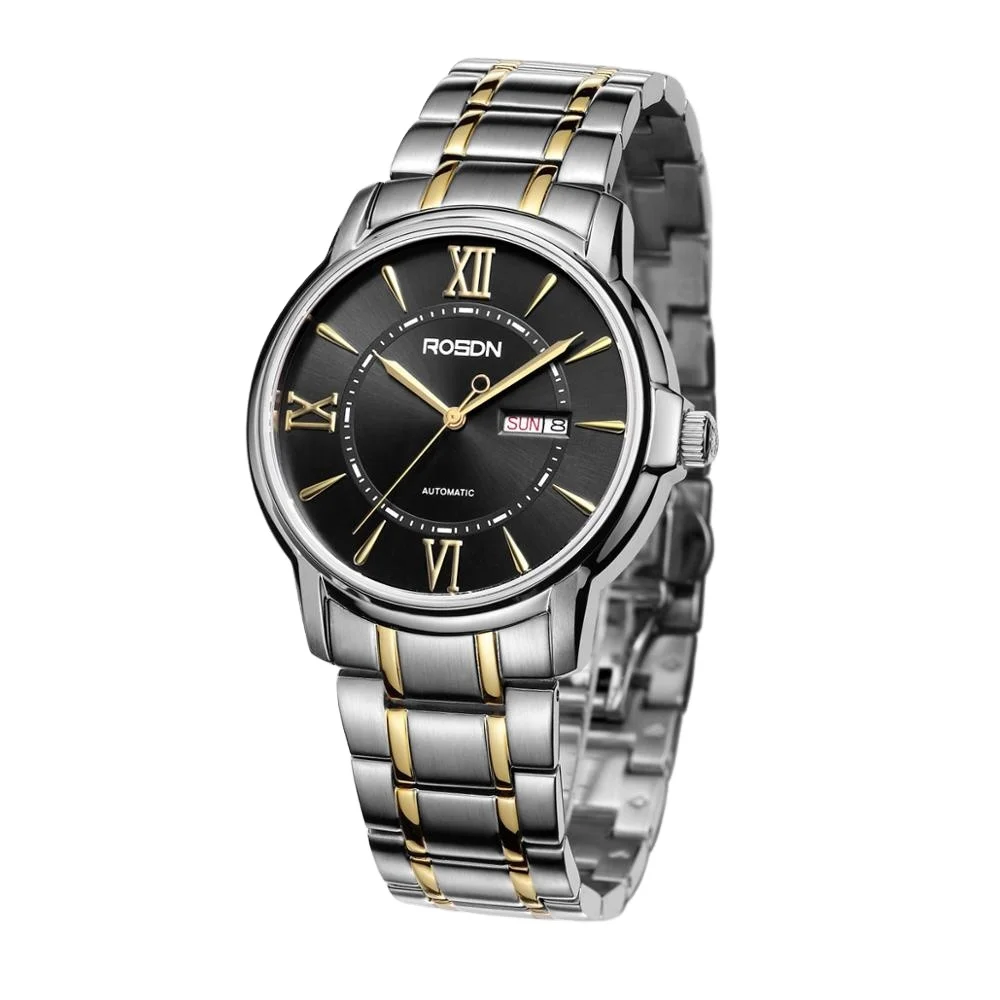 
Mens GMT Timepiece 9041Automatic Movement Solid Steel Band Watches 