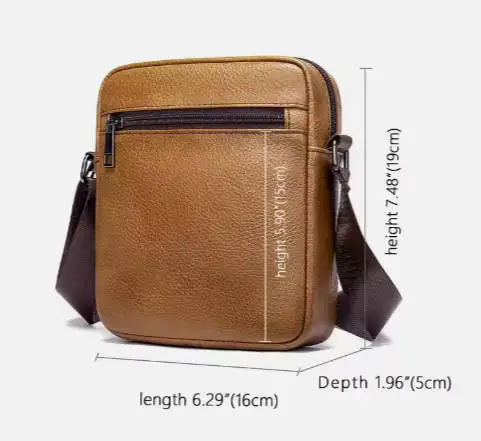 Popular casual genuine leather halter for men wholesale genuine cowhide crossbody shoulder bag cell phone bag messenger bag
