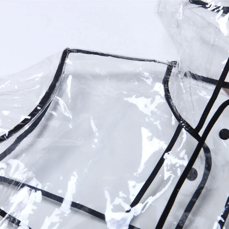 Customized Logo Available Colorful Hem Trim Waterproof Clear EVA Kids Raincoat