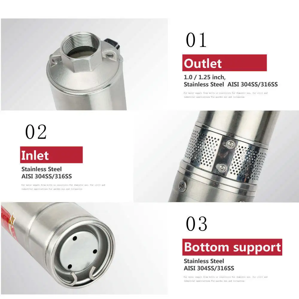 Pompe Solaire 1100W 3 Inch Head 200 Meter 7Hp 20 Hp Motor Solar Powered Boreholes Submersible Water Pump For Irrigation