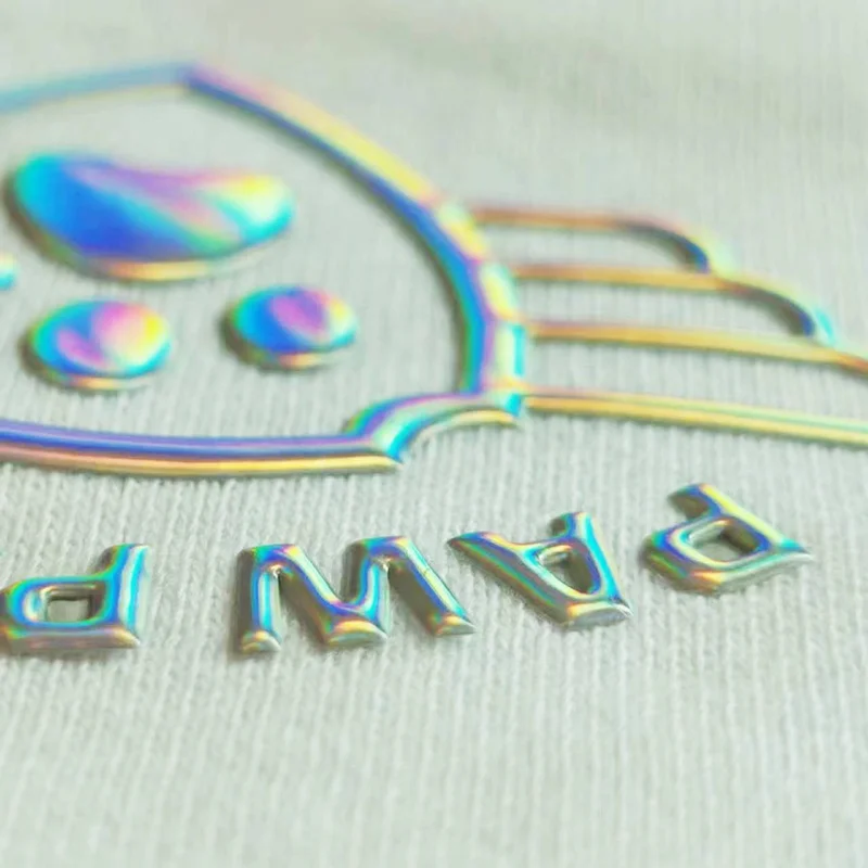 Wholesale customized gradient color 3D embossed TPU heat transfer PVC high-frequency Reflective label clothing stickers