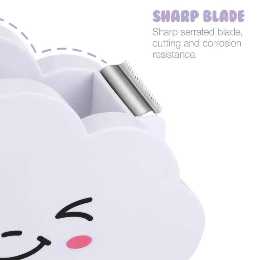 Tape Dispenser Washipaper Rainbow Roll Holder Cute Desktop Cloud Desk Office Cutting Masking Cartoon Adhesivemachine Supplies