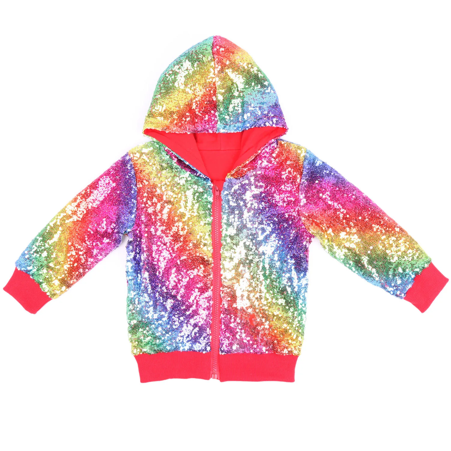 Sequin Jacket Girls Sparkle Long Sleeves Soft Lining and Comfortable Zip up Hoodie