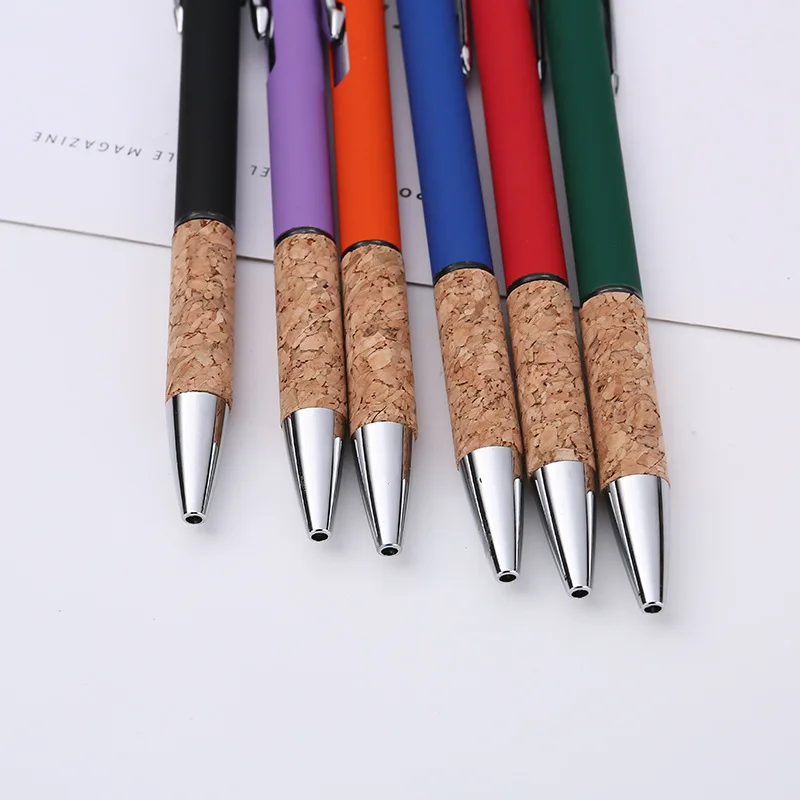 High Quality Aluminum Metal Pen Promotion Gift Cork Grip Pen Logo Custom